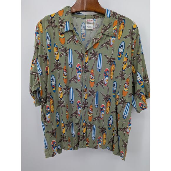 Disney Hawaiian Casual Button Down Shirt with Mid-Mod Tropical Pattern Men's XXL - Picture 2 of 6